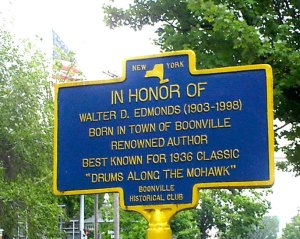Close up of Edmonds Marker with flag